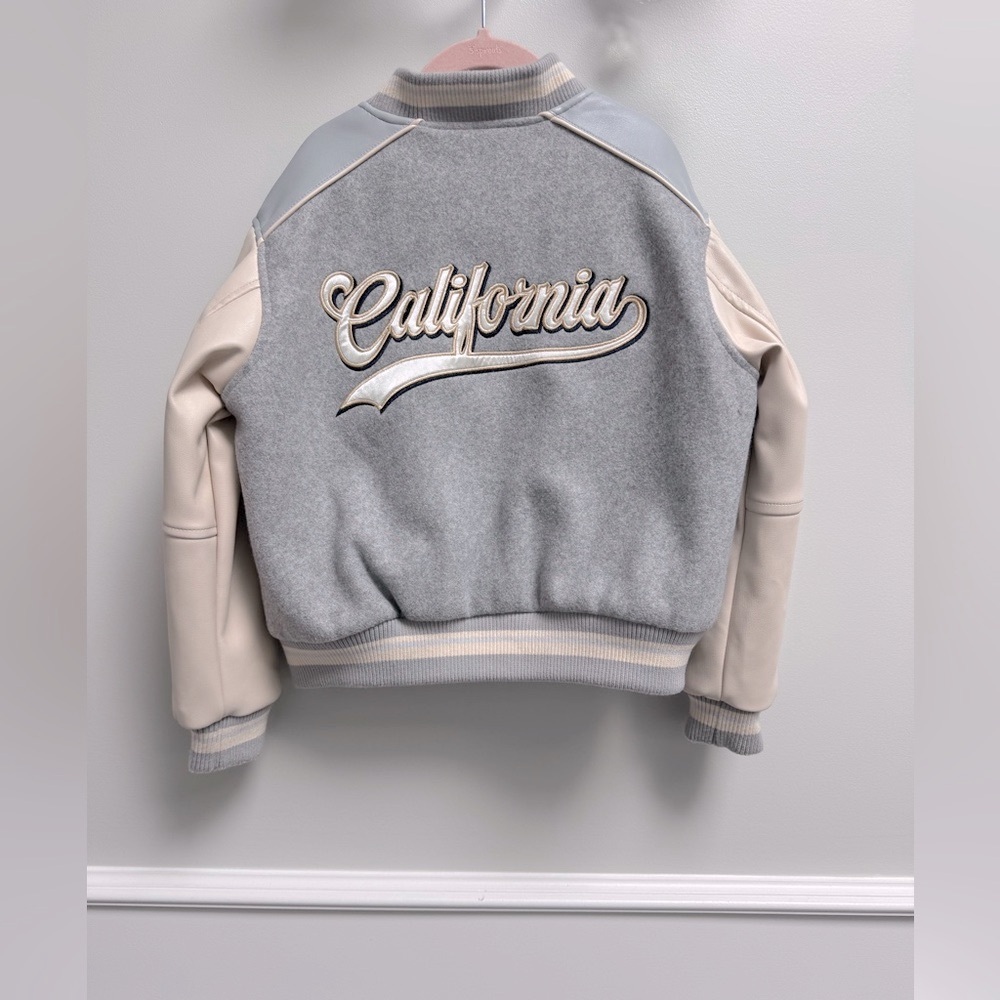 ZARA Kids Varsity Jacket in Gray and Tan - Size 8-9 - Picture 4 of 6